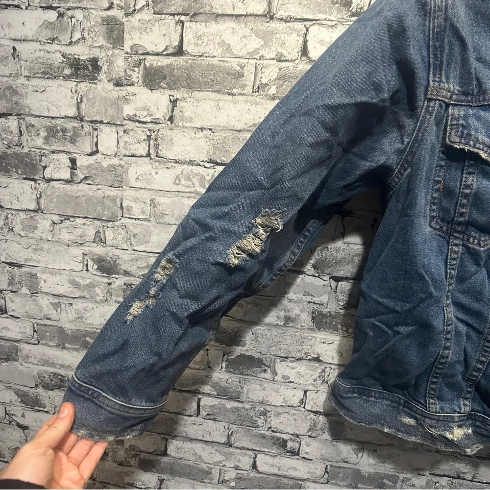 EUC Sunset + Spring Blue Denim Jacket W/ Graphic